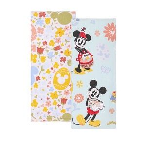 Disney’s Mickey & Minnie Easter Floral Kitchen Towels Set of 2pk Fans Gift NWT